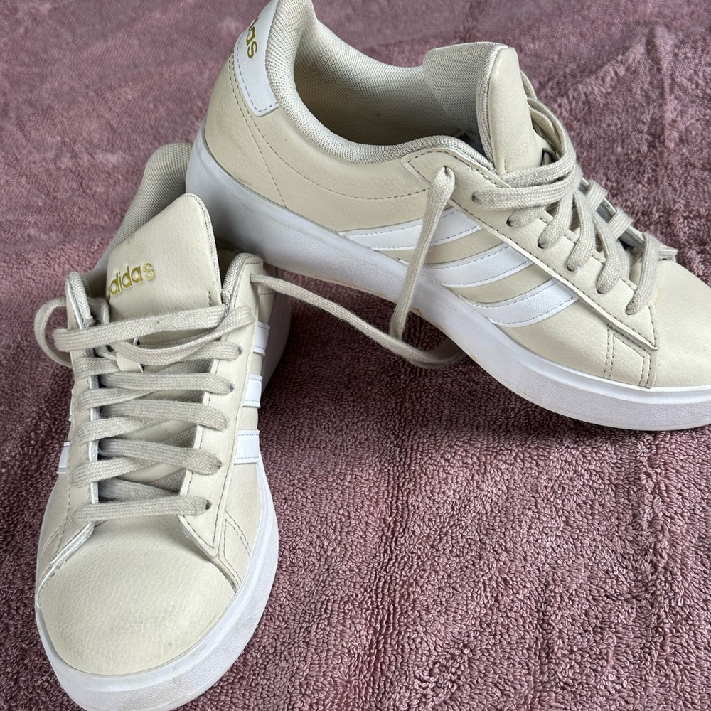 Adidas Grand Court Cream and White Sneakers